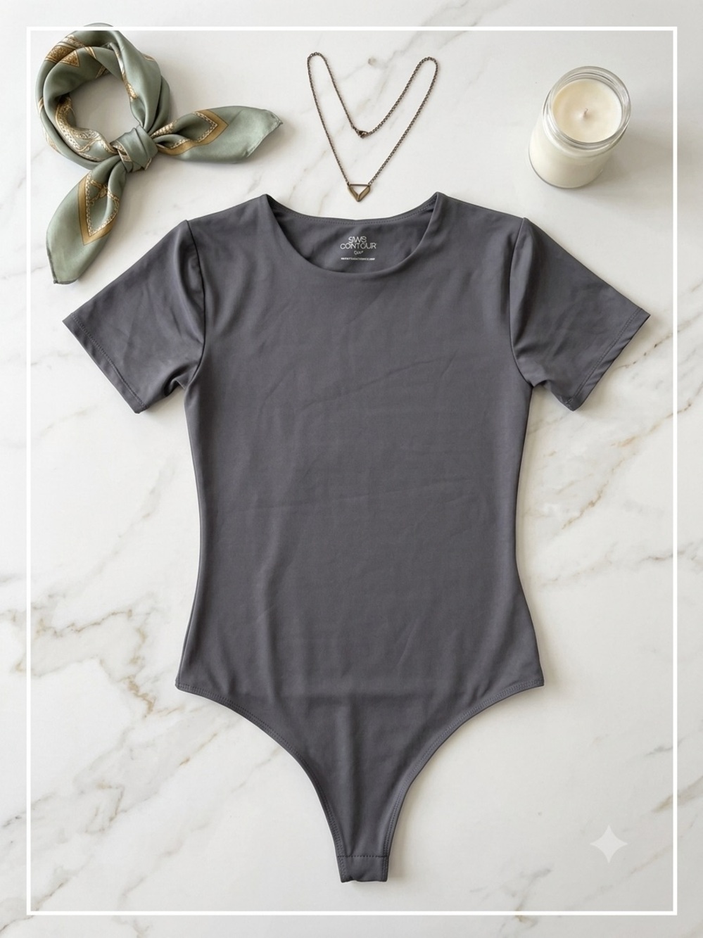 SWS Contour Sleek Gray Short-Sleeve Bodysuit Small